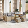 vidaXL Gartensofa-set mit Kissen mit Speicher 10 pcs Beige Poly Rattan