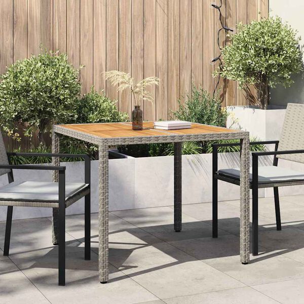 vidaXL Garten-Esstisch Grau 90 x 90 x 75 cm Poly-Rattan