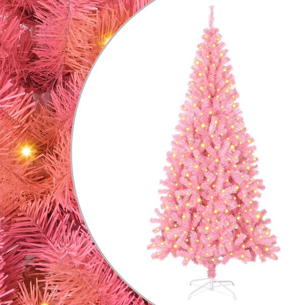 vidaXL Weihnachtsbaum mit 300 LEDs mit St&auml;nder Rosa 180 cm PVC