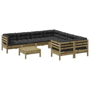 vidaXL 9-tlg. Garten-Sofagarnitur mit Kissen Kiefernholz Impr&auml;gniert