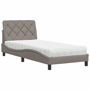 vidaXL Bett mit Matratze Taupe 90x190 cm Stoff