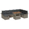 vidaXL Gartensofa-set mit Kissen mit Speicher 9 pcs Grau Poly-Rattan