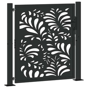 vidaXL Gartentor Schwarz 100x100 cm Stahl Wellen-Design