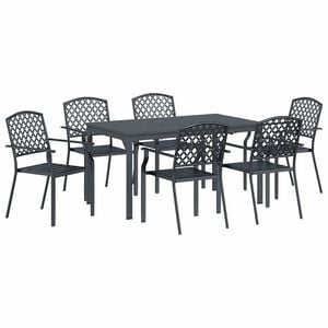 vidaXL Garten Essgruppe 7 stk. Anthrazit Pulverbeschichteter Stahl