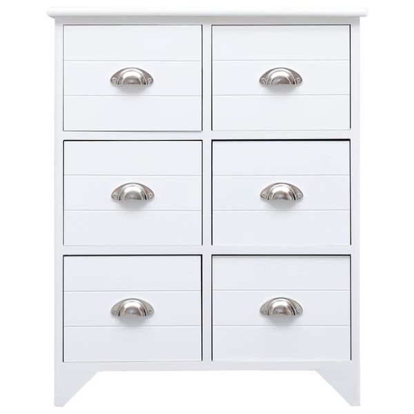 vidaXL Beistellschrank mit 6 Schubladen Wei&szlig; 60x30x75cm Paulownia Holz