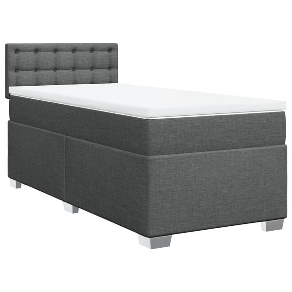 vidaXL Boxspringbett mit Matratze Dunkelgrau 90x190 cm Stoff