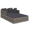 vidaXL Sonnenliege mit Kissen Grau 182x118x63 cm Poly Rattan