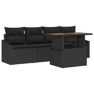 vidaXL Garten-Sofa-Set mit Speicher 5 pcs Schwarz Poly Rattan