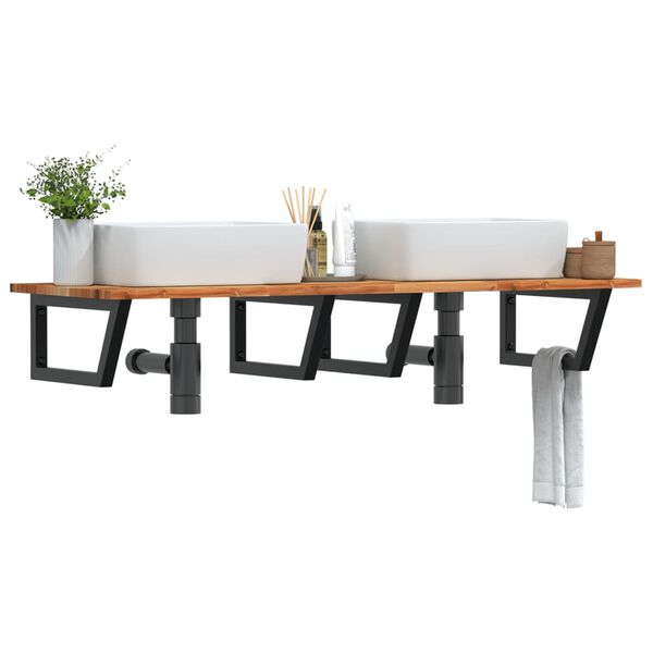 vidaXL Waschbeckenregal Wandmontage Stahl und Akazienholz