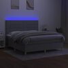vidaXL Boxspringbett mit Matratze & LED Hellgrau 160x200 cm Stoff