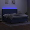 vidaXL Boxspringbett mit Matratze & LED Blau 180x200 cm Stoff