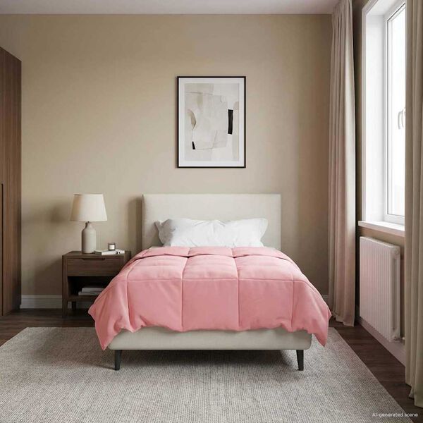 vidaXL Winterbettdecke Gepolstert Rosa 135 x 220 cm Mikrofaser