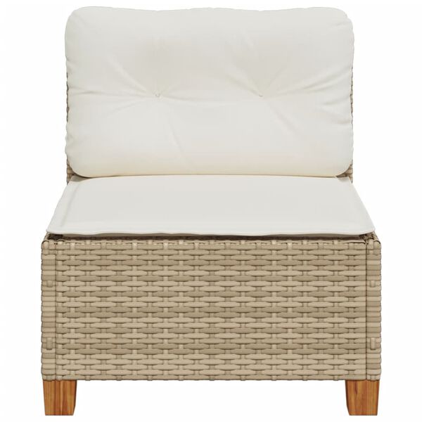 vidaXL Gartensofa ohne Armlehnen mit Kissen Beige Poly Rattan