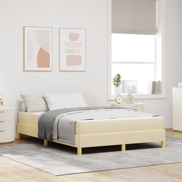 vidaXL Boxspringbett mit Matratze Creme 140 x 200 cm Stoff