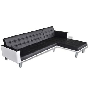 vidaXL Schlafsofa L-Form Kunstleder Schwarz