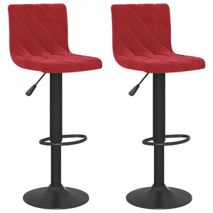 vidaXL Barhocker 2 Stk. Weinrot Samt