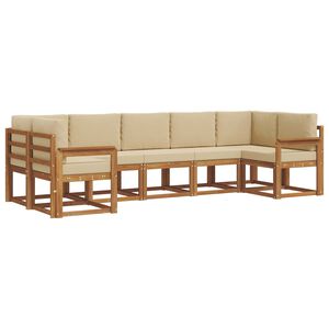 vidaXL Outdoor-Sofagarnitur mit Kissen 7 pcs Natur und Beige