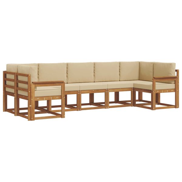vidaXL Outdoor-Sofagarnitur mit Kissen 7 pcs Natur und Beige