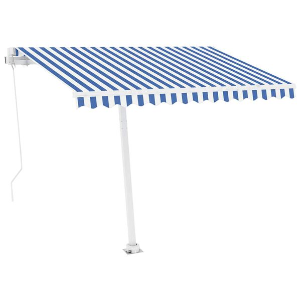 vidaXL Markise Manuell Einziehbar mit LED 300x250 cm Blau Wei&szlig;