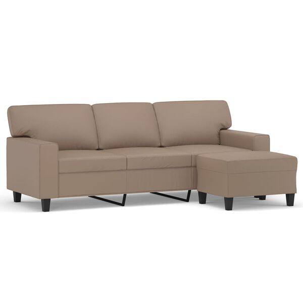vidaXL 3-Sitzer-Sofa mit Hocker Cappuccino-Braun 180 cm Kunstleder