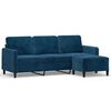 vidaXL 3-Sitzer-Sofa mit Hocker Blau 180 cm Samt