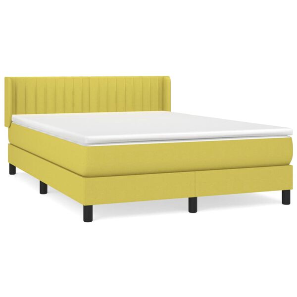 vidaXL Boxspringbett mit Matratze Gr&uuml;n 140x190 cm Stoff
