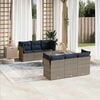 vidaXL 7-tlg. Garten-Sofagarnitur mit Kissen Grau Poly Rattan