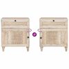 vidaXL Nachttisch mit Speicher Beige 50 x 33 x 60 cm Massivholz Akazie