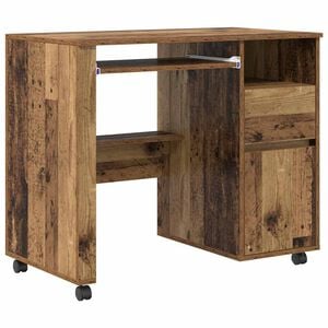 vidaXL Tisch mit R&auml;dern Altholz Holzwerkstoff 91 x 50 x 77 cm