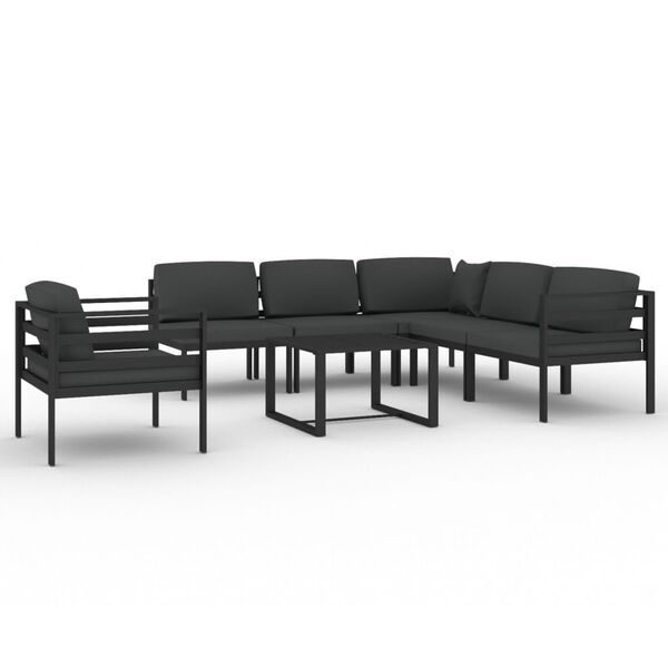 vidaXL 7-tlg. Garten-Lounge-Set mit Kissen Aluminium Anthrazit