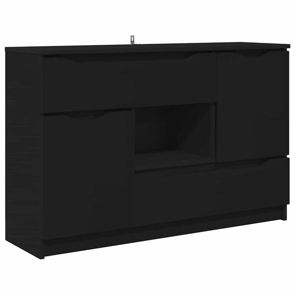 vidaXL Sideboard mit Schubladen Schwarz 100 x 30 x 65,6 Holzwerkstoff