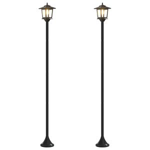 vidaXL Laternenpfahl Set with LED Bulb 2 Stk. Schwarz 16 x 16 x 156 cm
