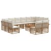 vidaXL Outdoor-Sofagarnitur 13 stk. 12-Sitzer Natur und Cremewei&szlig;
