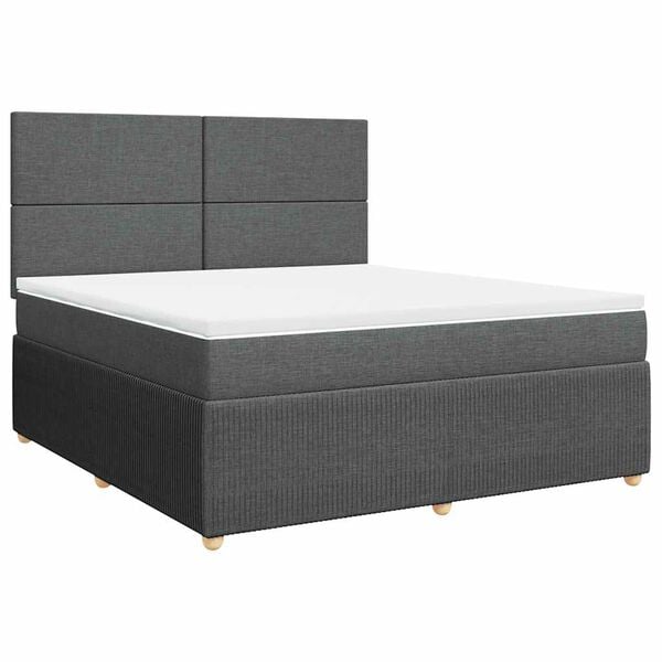 vidaXL Boxspringbett mit Matratze Dunkelgrau 180x200 cm Stoff