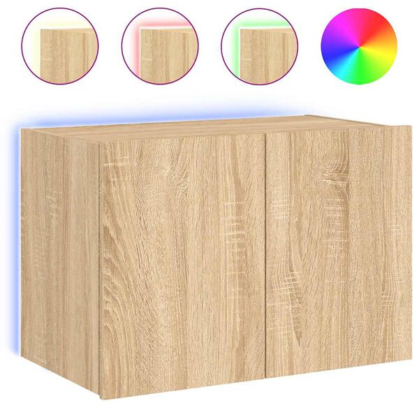 vidaXL TV-Wandschrank mit LED-Leuchten Sonoma-Eiche 60x35x41 cm