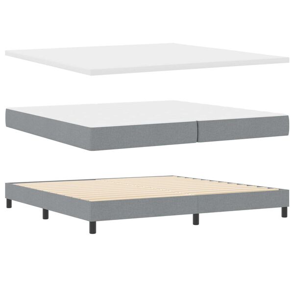 vidaXL Boxspringbett mit Matratze Hellgrau 200 x 200 cm Stoff