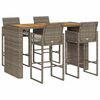 vidaXL 5-tlg. Gartenbar-Set ohne Kissen Grau Poly Rattan Akazie