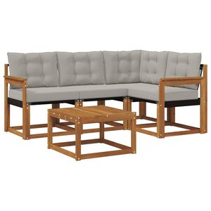 vidaXL Outdoor-Sofagarnitur mit Kissen 5 pcs Nat&uuml;rlich und Hellgrau