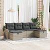 vidaXL Sofa Set mit Kissen mit Speicher 6 pcs Hellgrau Poly-Rattan