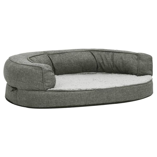vidaXL Hundematratze Ergonomisch 75x53 cm Leinenoptik Fleece Grau