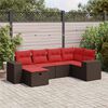 vidaXL 6-tlg. Garten-Sofagarnitur mit Kissen Braun Poly Rattan