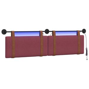 vidaXL H&auml;ngendes Kopfteil Mit LED Licht Weinrot Antikes PU