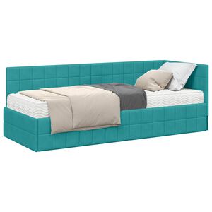 vidaXL Eckbettgestell mit Matratze 2 stk. T&uuml;rkis 80 x 200 cm Samt