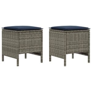 vidaXL Garten-Fu&szlig;hocker 2 St&uuml;ck Grau und Marineblau 38 x 38 x 45 cm