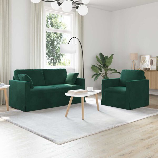 vidaXL Sofa 2 pcs Dunkelgr&uuml;n