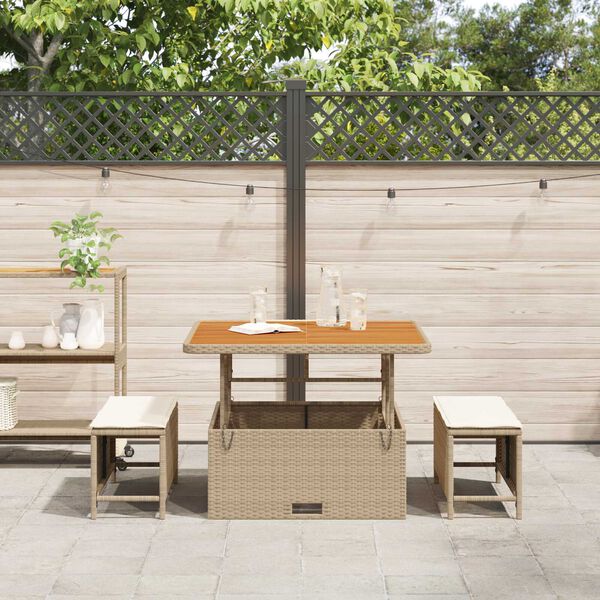 vidaXL Garten Essgruppe Beige Poly-Rattan
