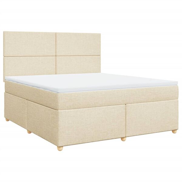 vidaXL Boxspringbett mit Matratze Creme 180x200 cm Stoff