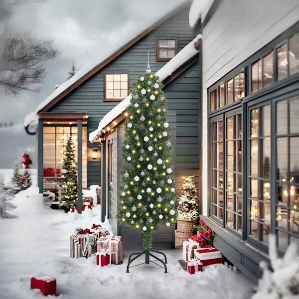 vidaXL K&uuml;nstlicher Weihnachtsbaum mit 300 LEDs mit St&auml;nder Gr&uuml;n 240 cm