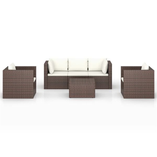 vidaXL 4-tlg. Garten-Lounge-Set mit Kissen Poly Rattan Braun