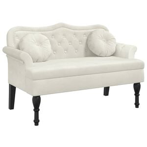 vidaXL Sitzbank mit Kissen Creme 120,5x65x75 cm Samt